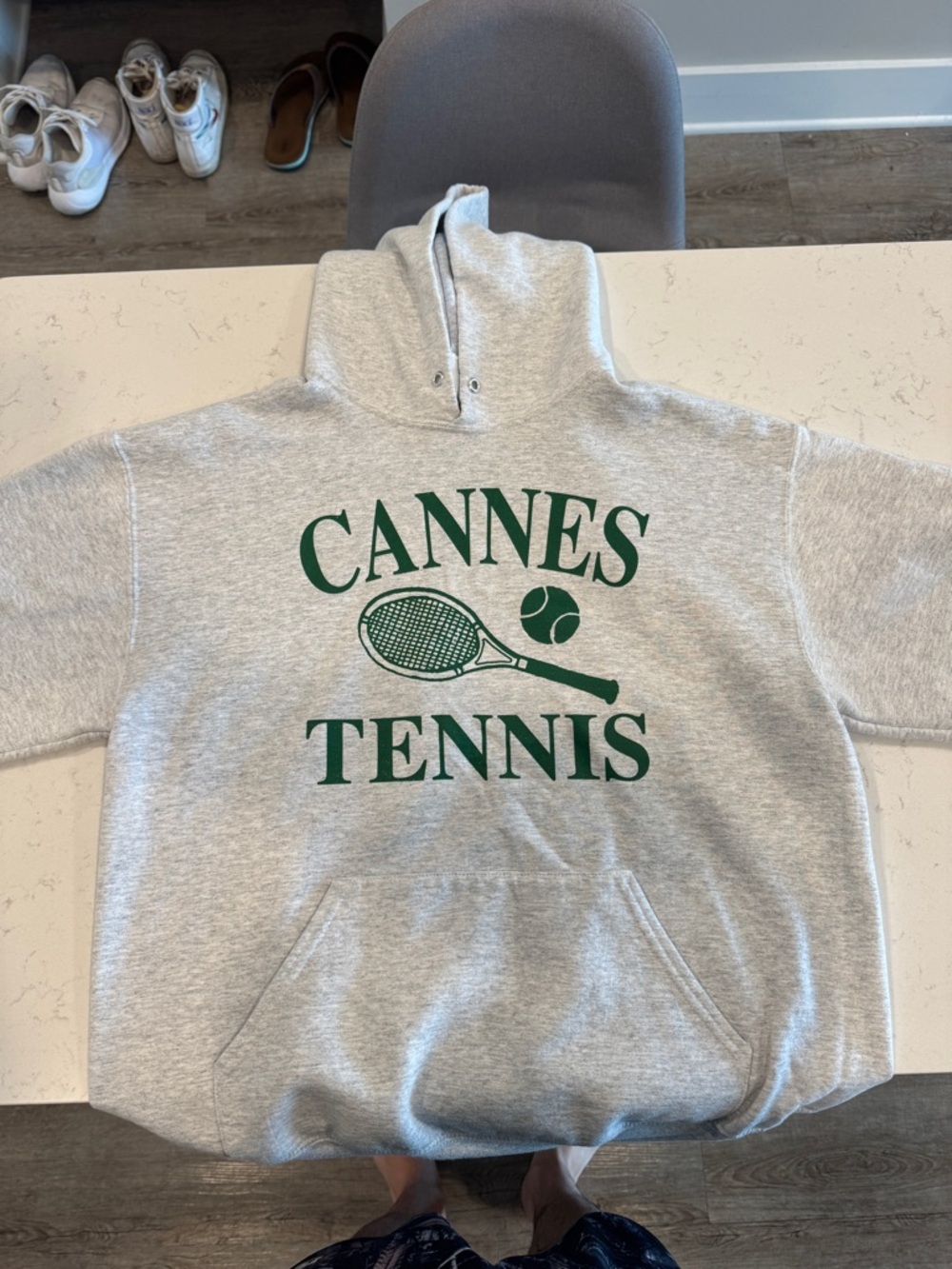 Firstport Gray Hoodie French preppy Cannes Tennis size M